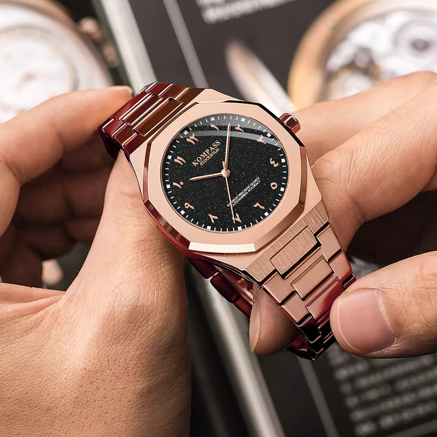 Kompass Star-Dust Arabic Rose Gold Black