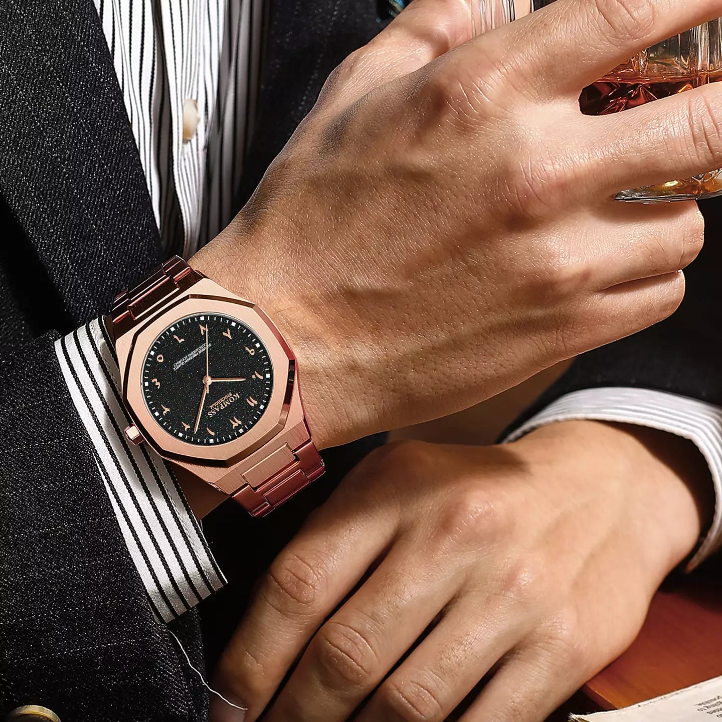 Kompass Star-Dust Arabic Rose Gold Black