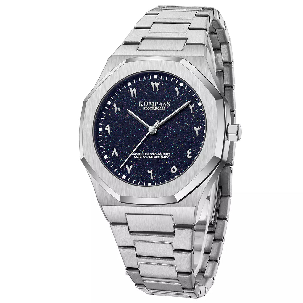 Kompass Star-Dust Arabic Silver Blue