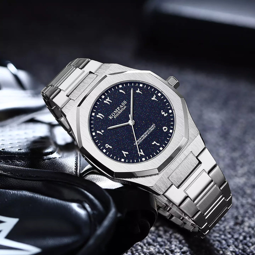 Kompass Star-Dust Arabic Silver Blue