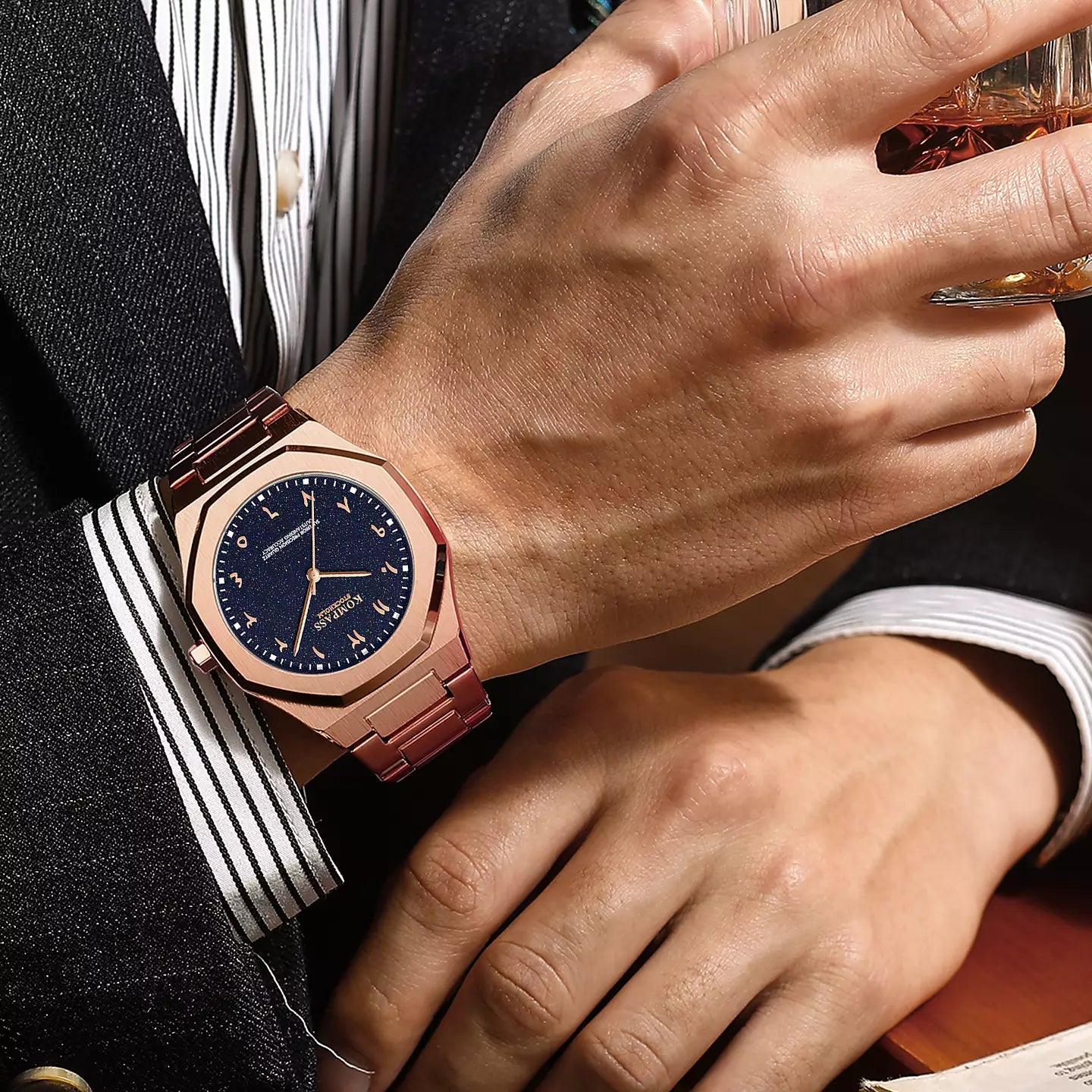 Kompass Star-Dust Arabic Rose Gold Blue